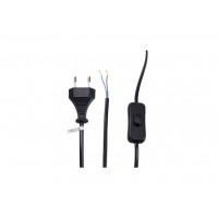 flexo šnúra PVC 2x0,75 s vypínačom čierna plochá  2m